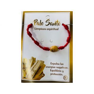 Pulsera 7 nudos rojo cordón grueso con Palo Santo